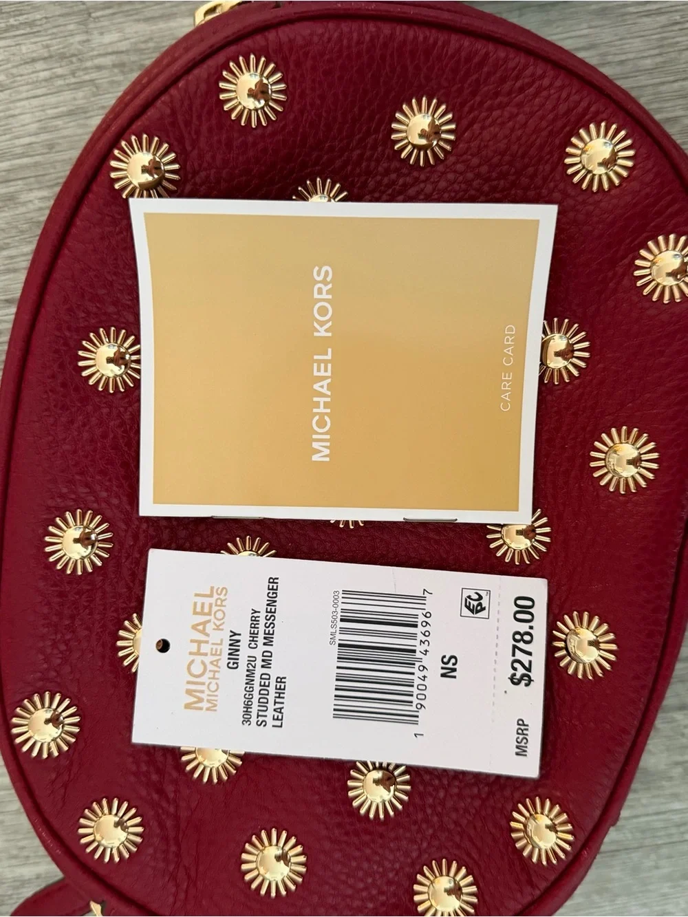 Michael Kors Women’s Red Studded Crossbody Bag with Tassel